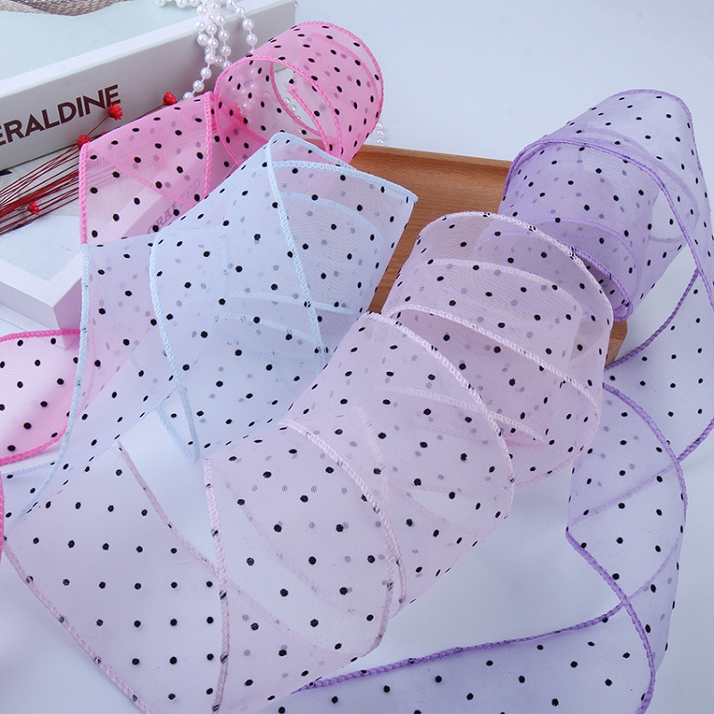 Florist Supply Ribbon - 50 ياردة الشاش مع النقاط مواد